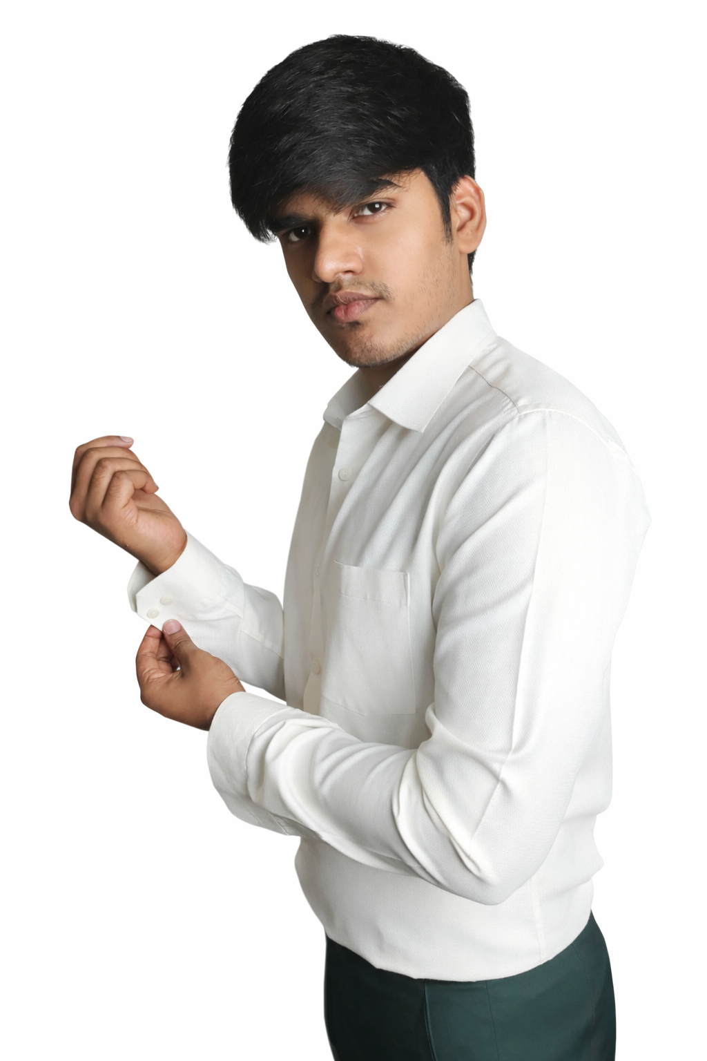 Signature Cream Micro-Texture Formal Shirt