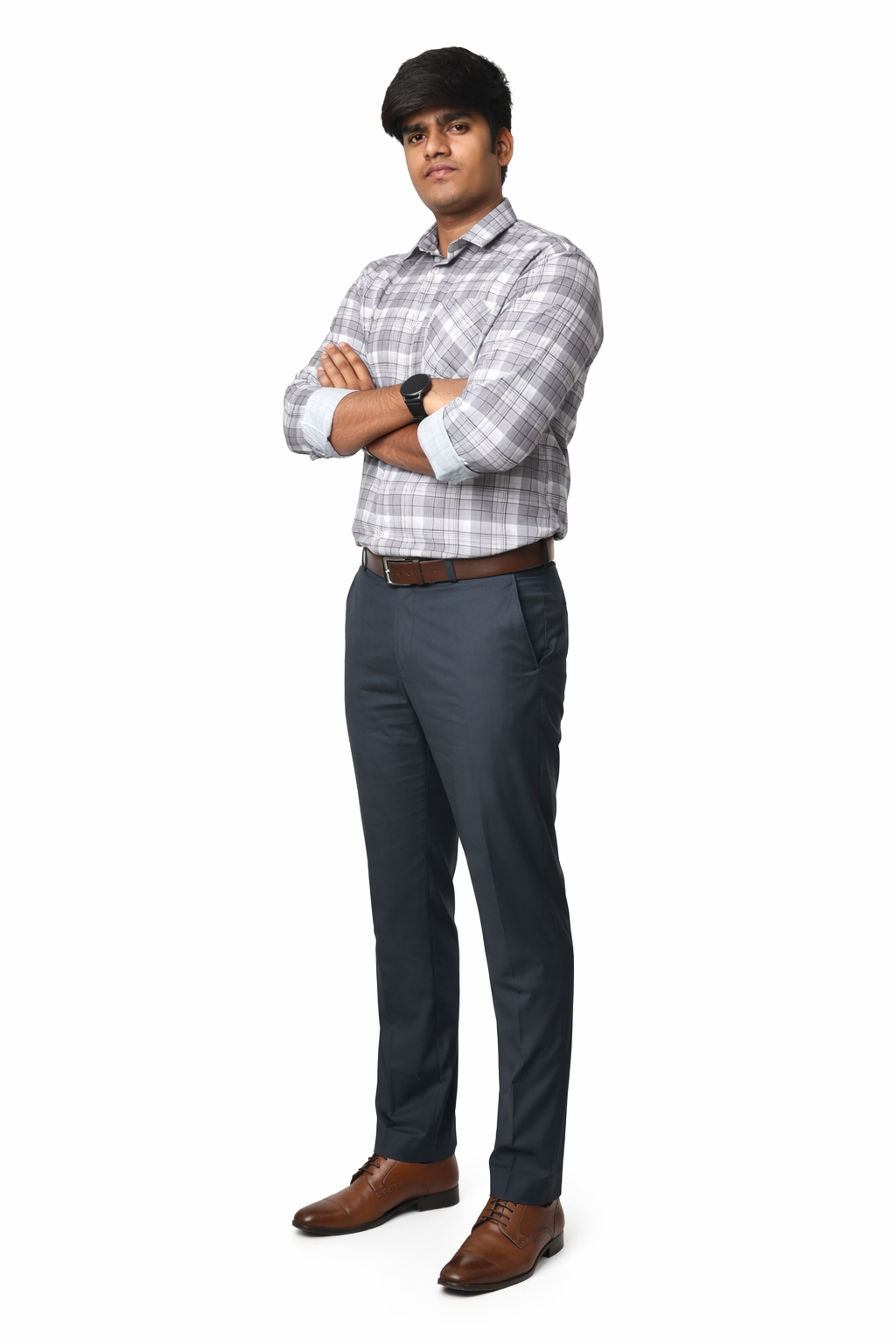 Grey Windowpane Check Shirt