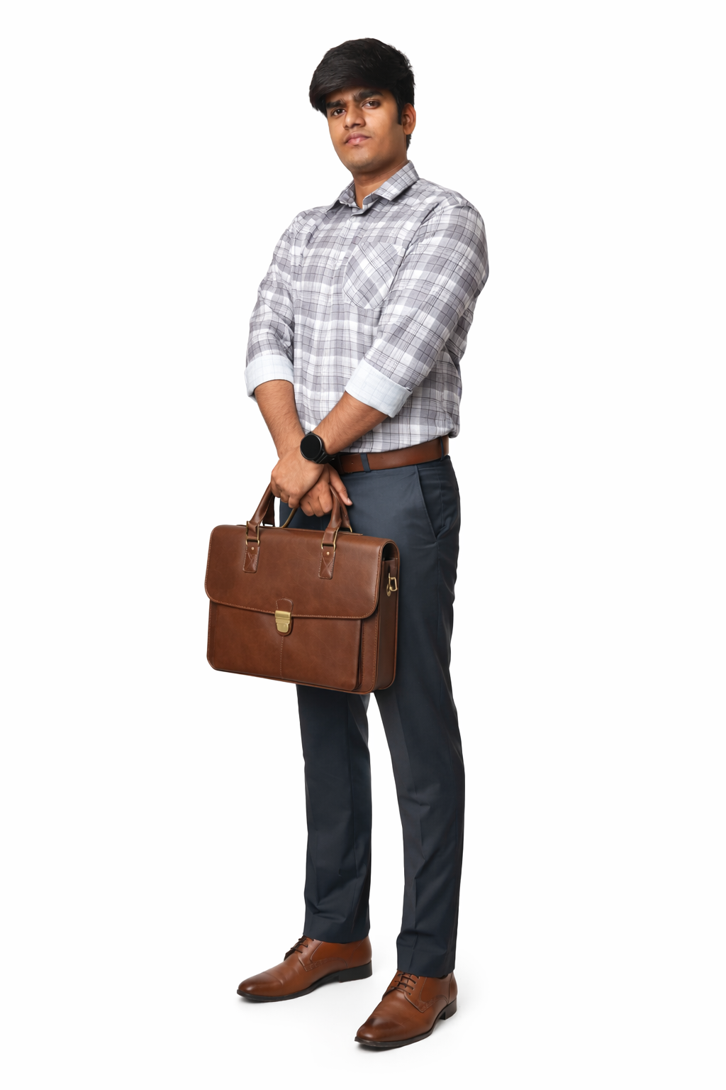 Grey Windowpane Check Shirt