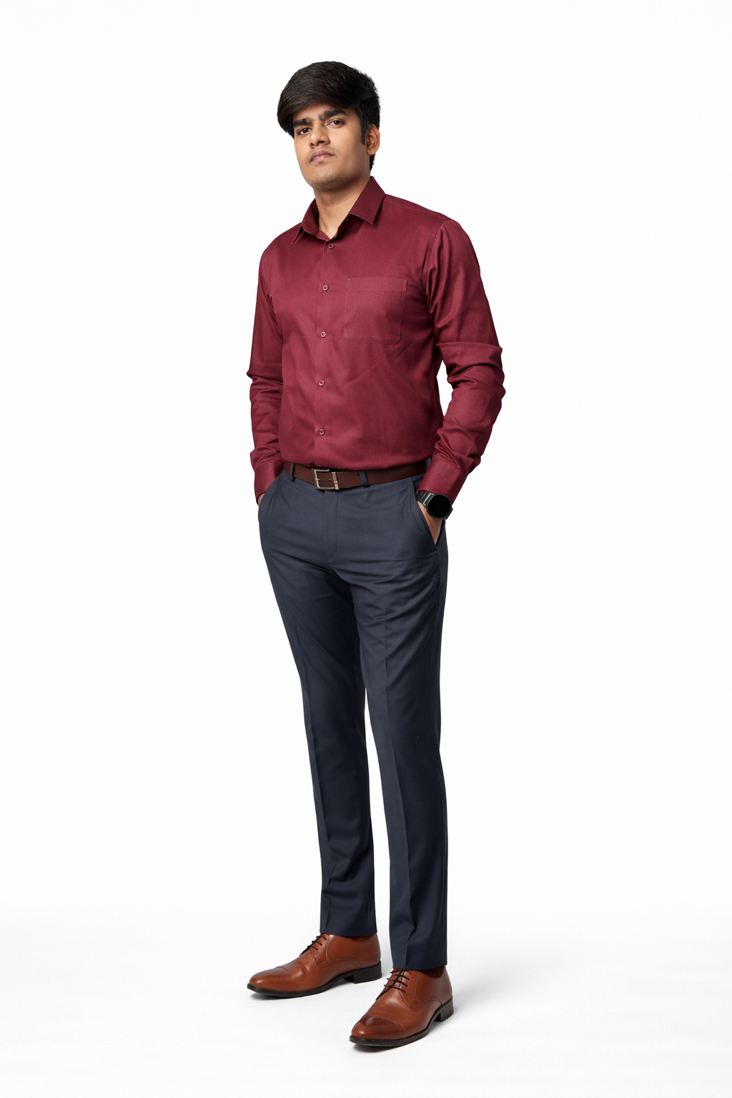 Crimson Rose Micro-Textured Formal Shirt