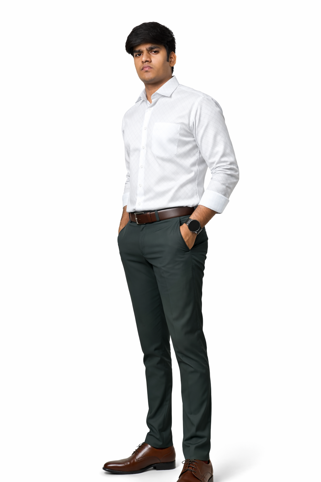 Premium White Herringbone Formal Shirt
