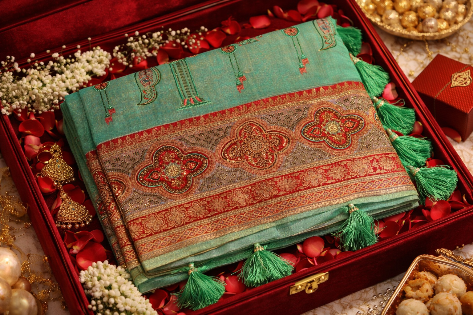 Royal Beige Banarasi Inspired Embroidered Saree