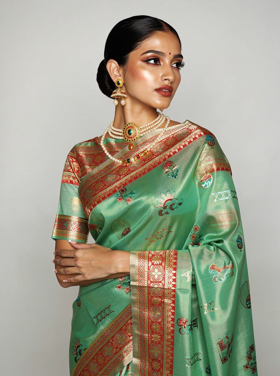 Royal Beige Banarasi Inspired Embroidered Saree