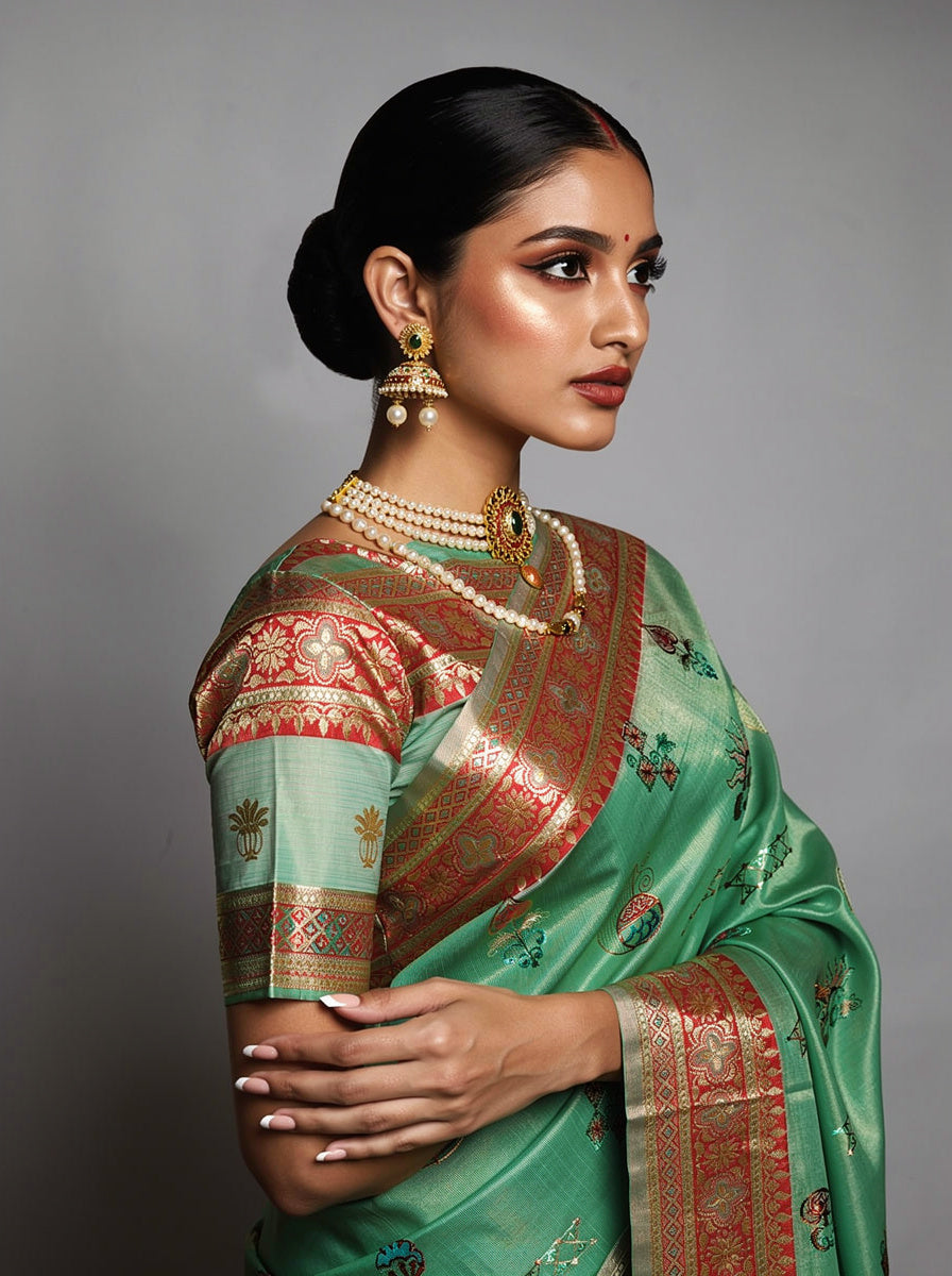 Royal Beige Banarasi Inspired Embroidered Saree
