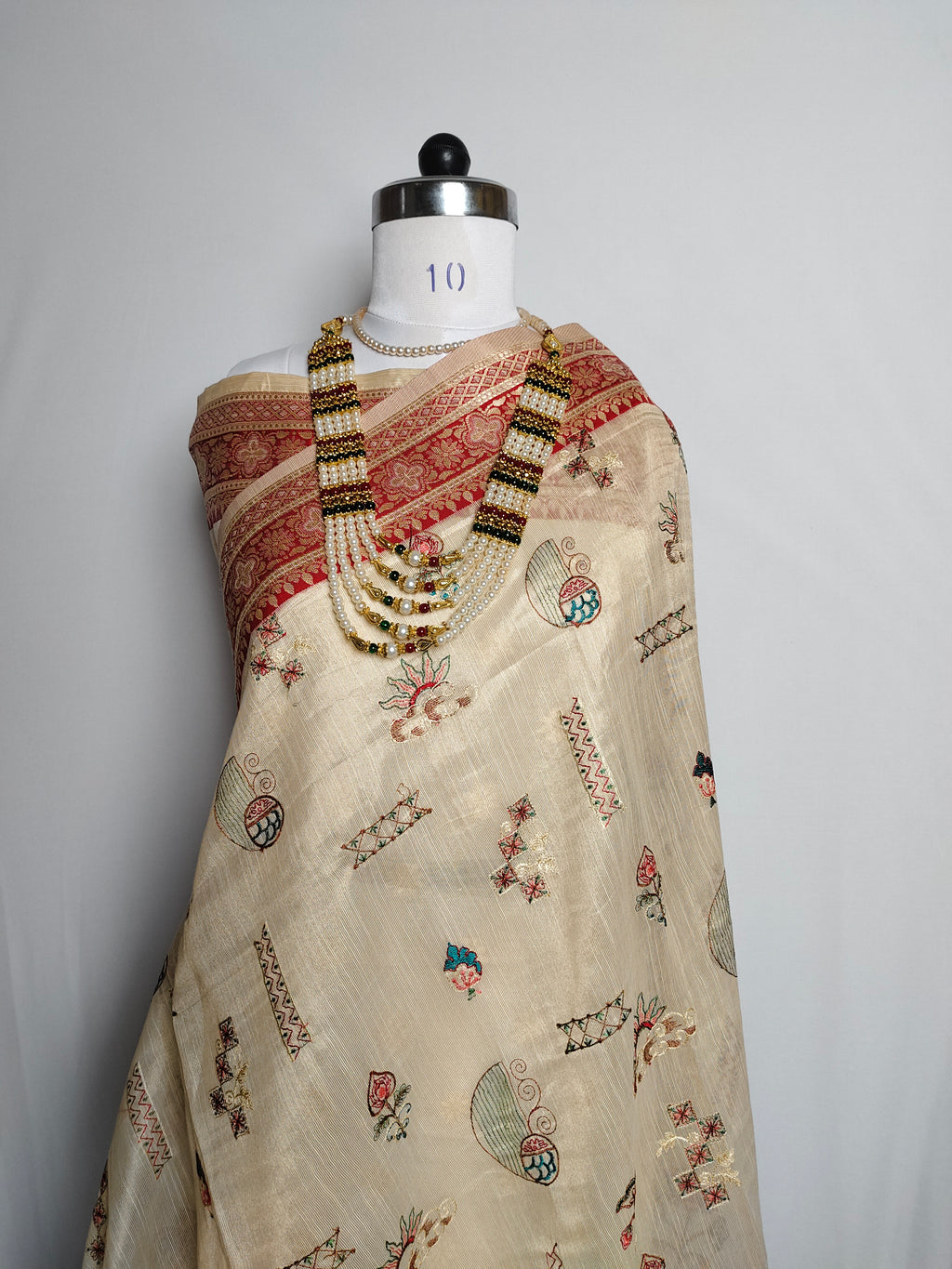 Royal Beige Banarasi Inspired Embroidered Saree