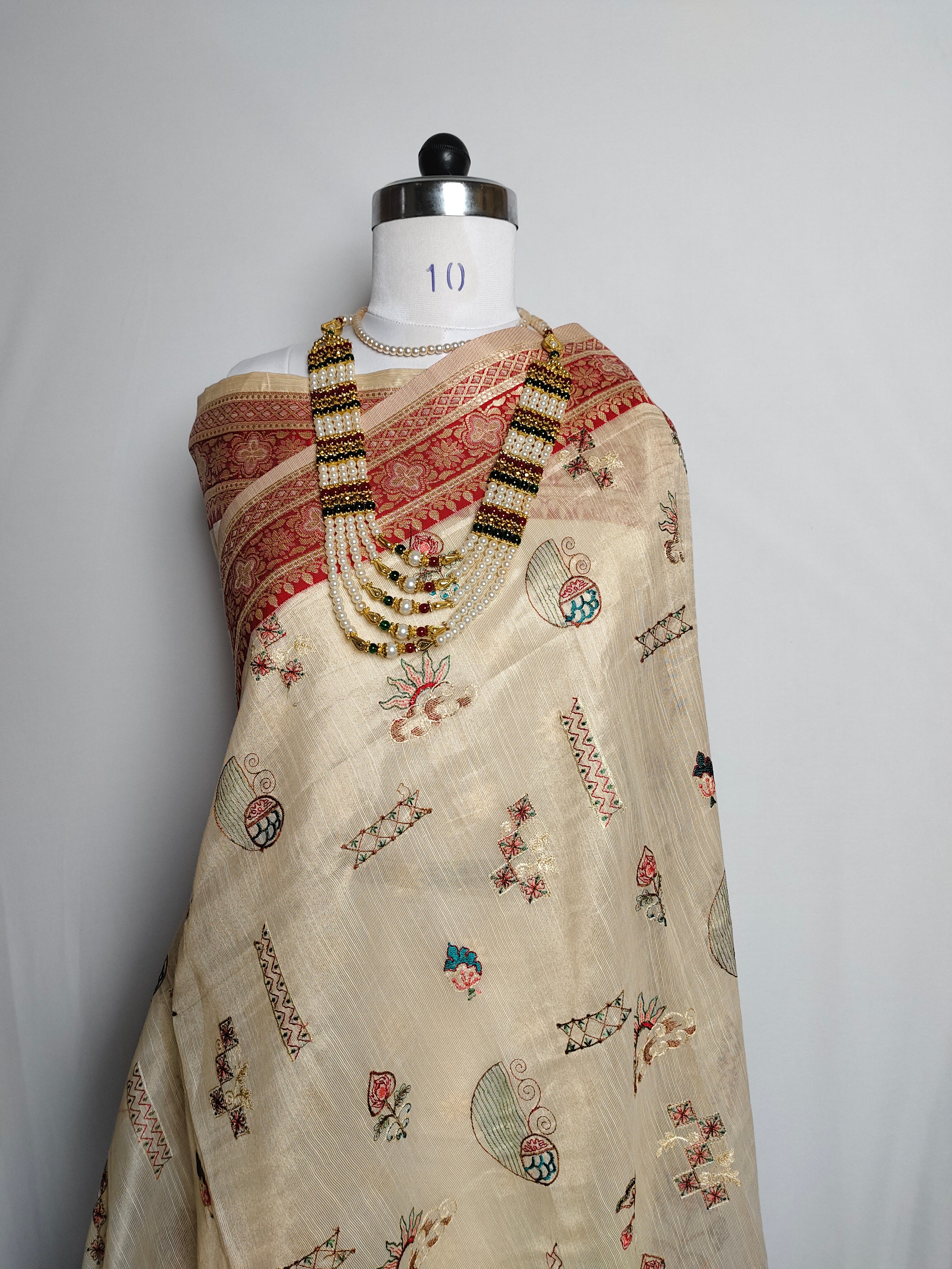 Royal Beige Banarasi Inspired Embroidered Saree