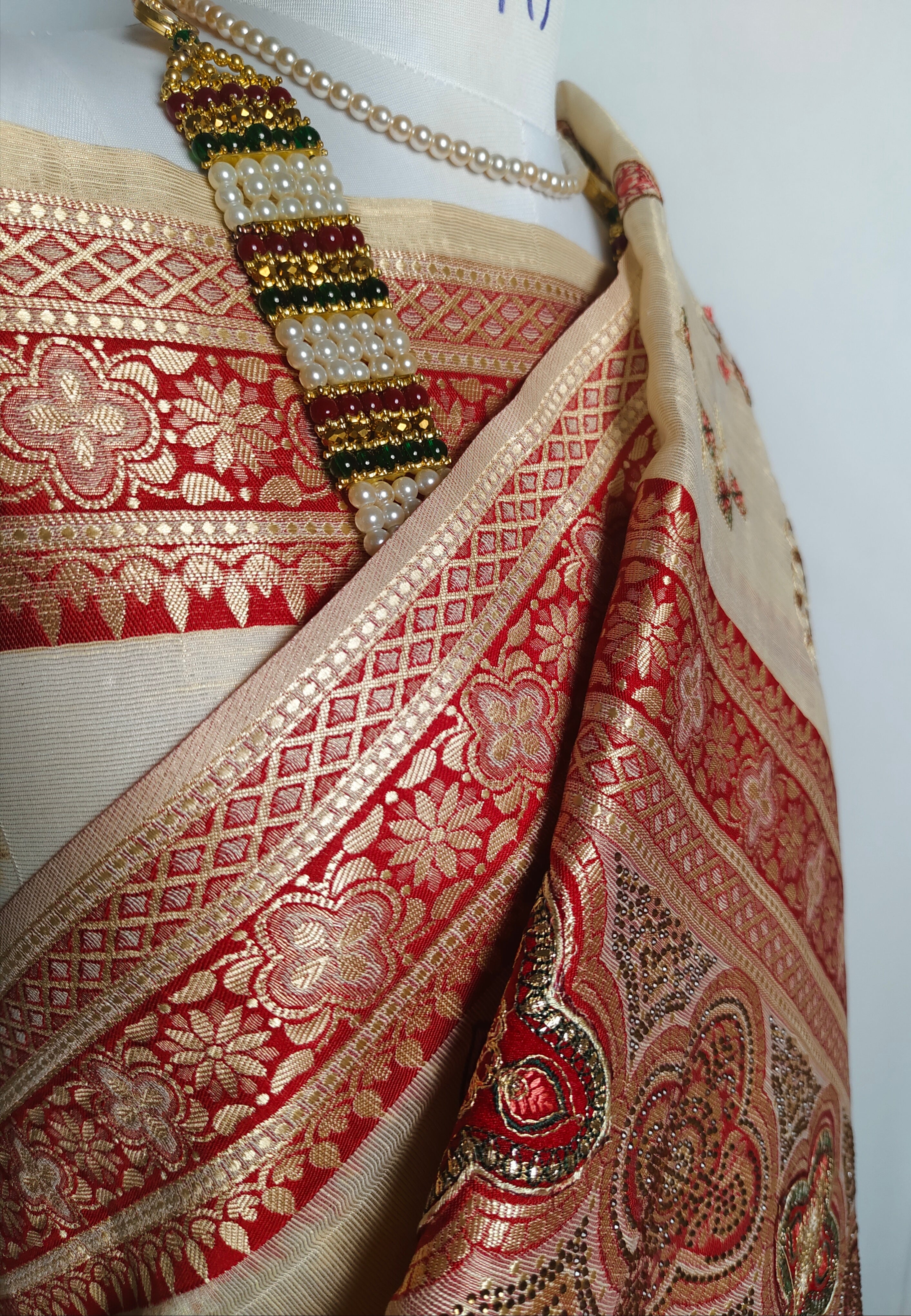 Royal Beige Banarasi Inspired Embroidered Saree