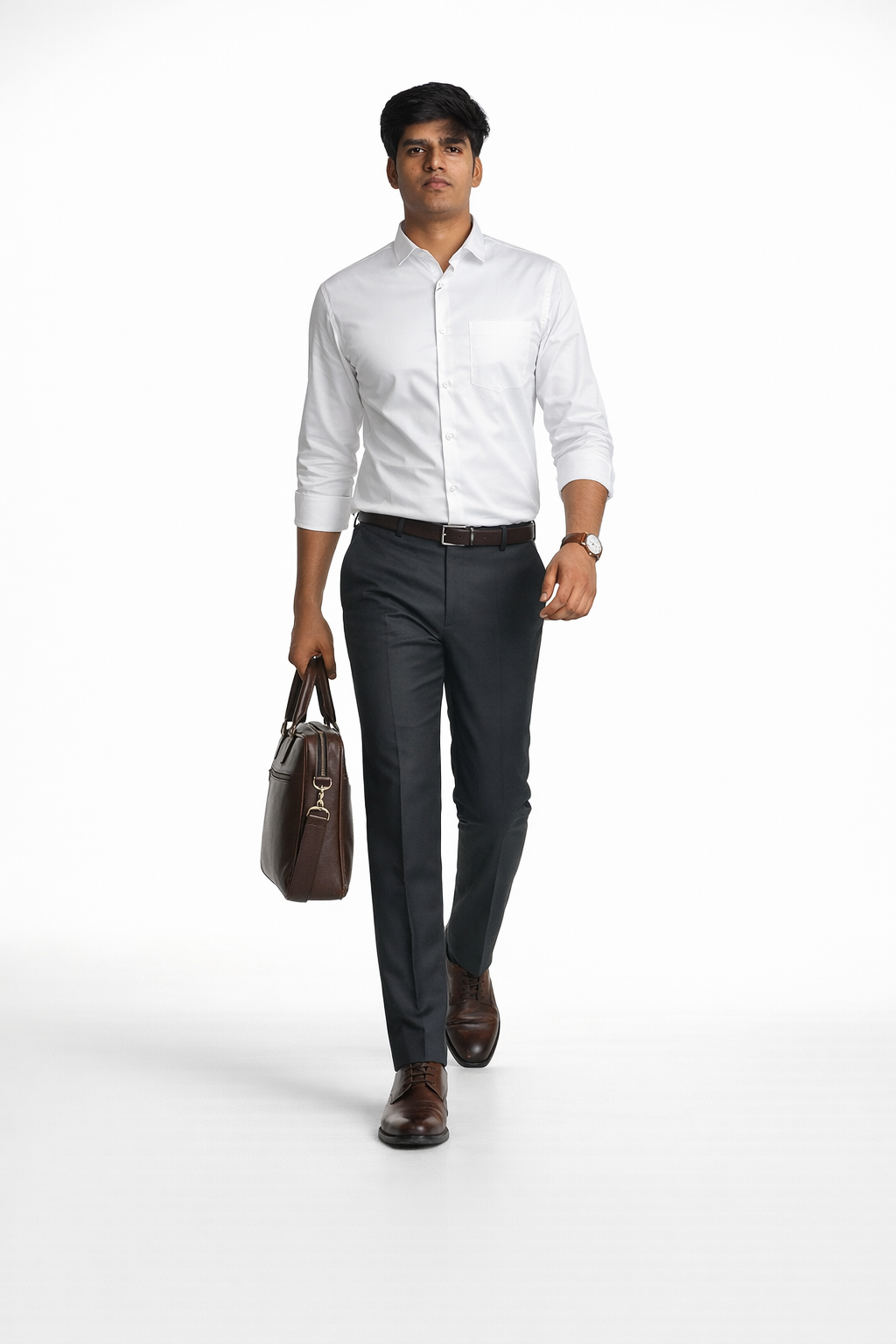 Premium White Herringbone Formal Shirt